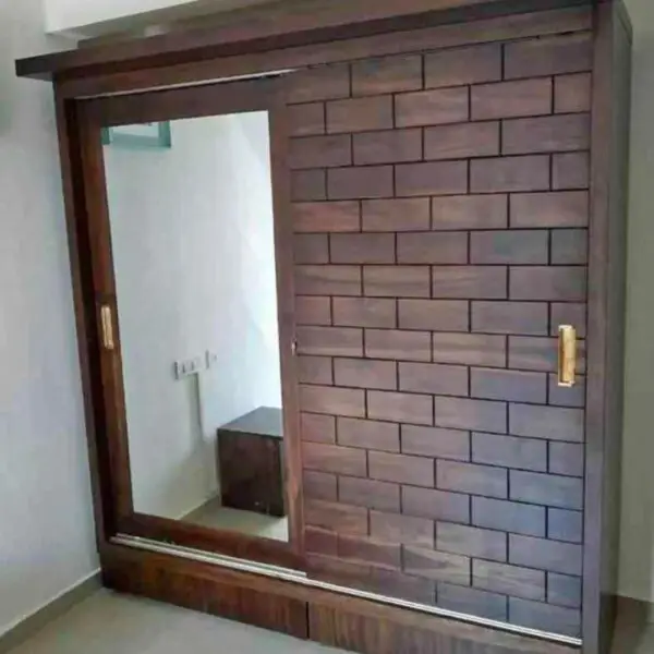 Abstract Wardrobe- Sliding Door With Glass