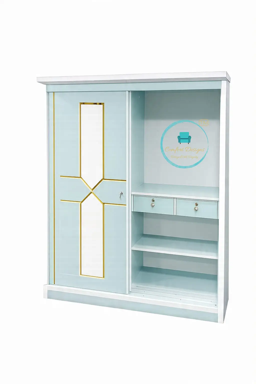 Mazel Wardrobe Sliding Door With Glass - Image 3