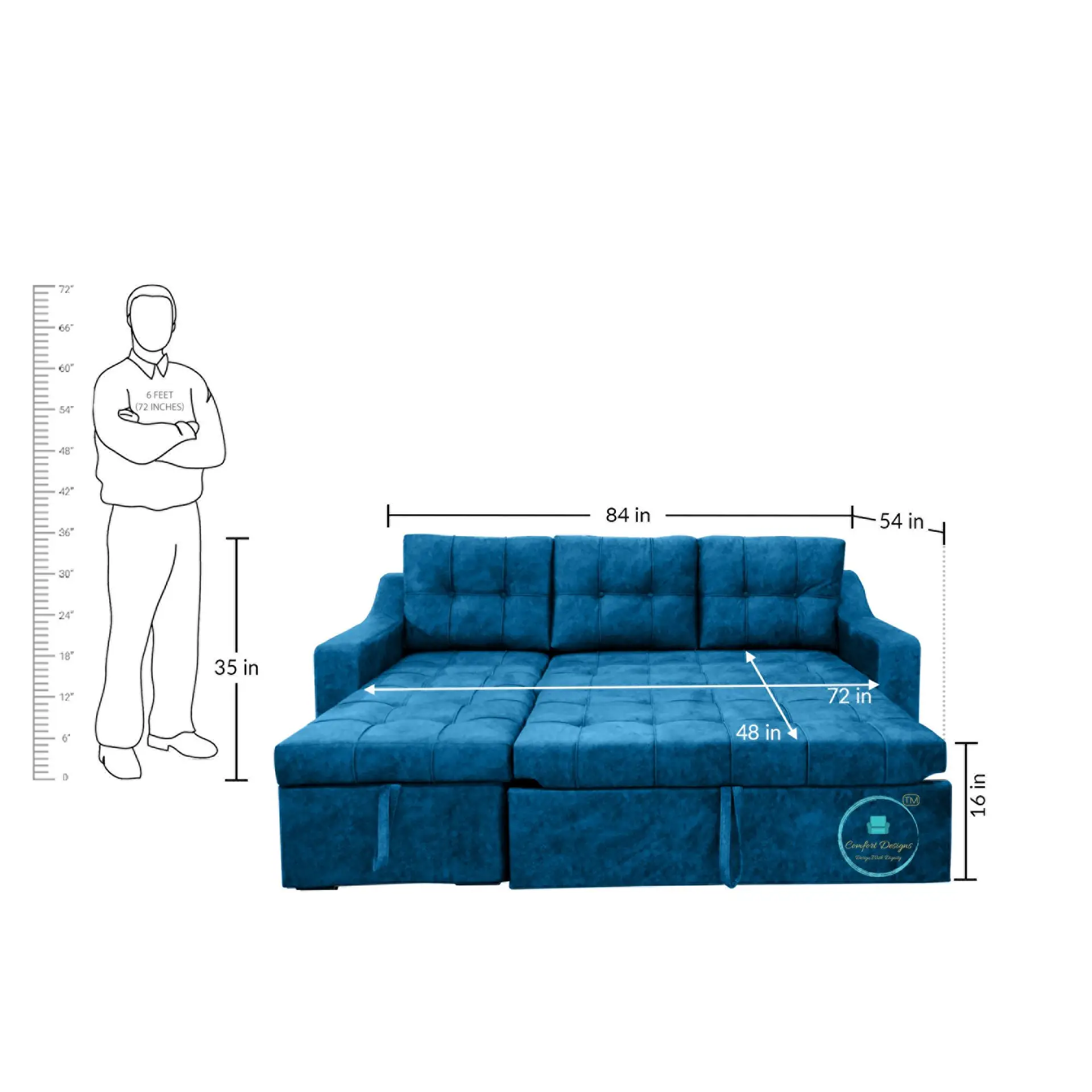 Suzane 3 Seater L Shape Sofa Cumbed - Image 5