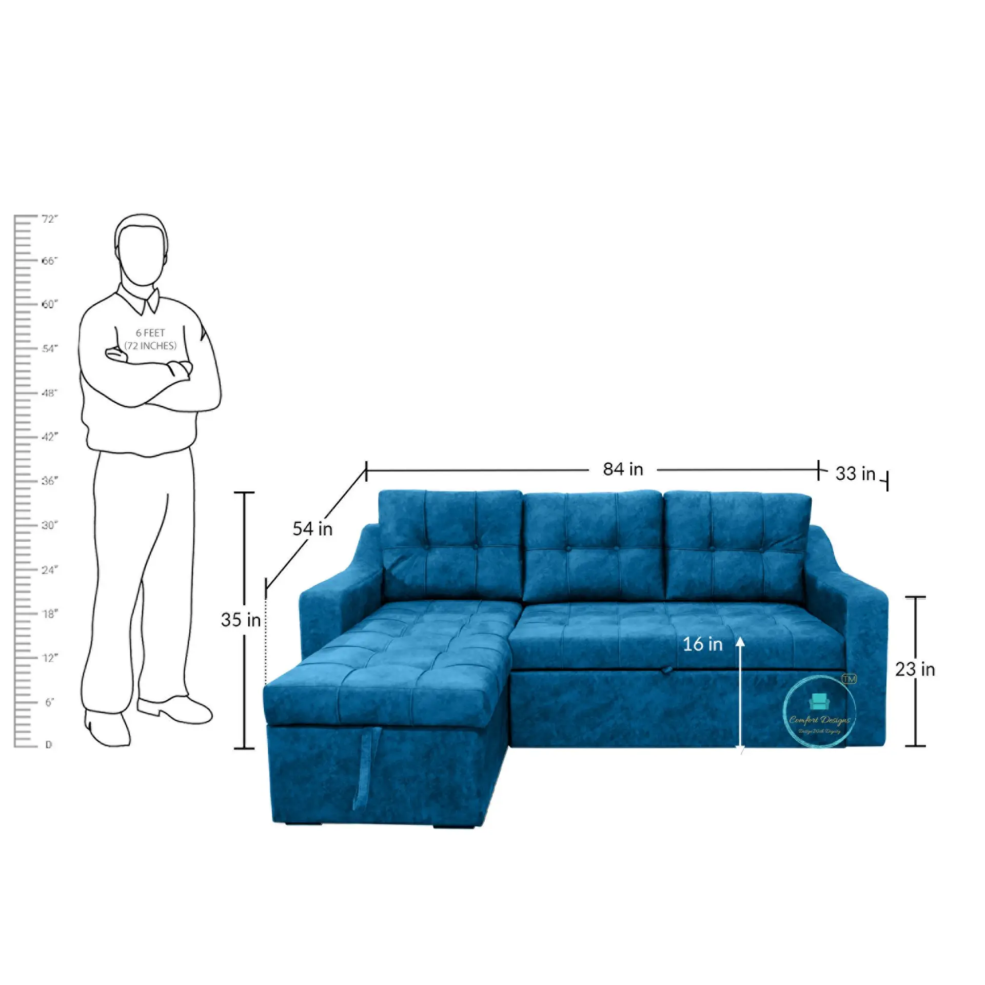 Suzane 3 Seater L Shape Sofa Cumbed - Image 6