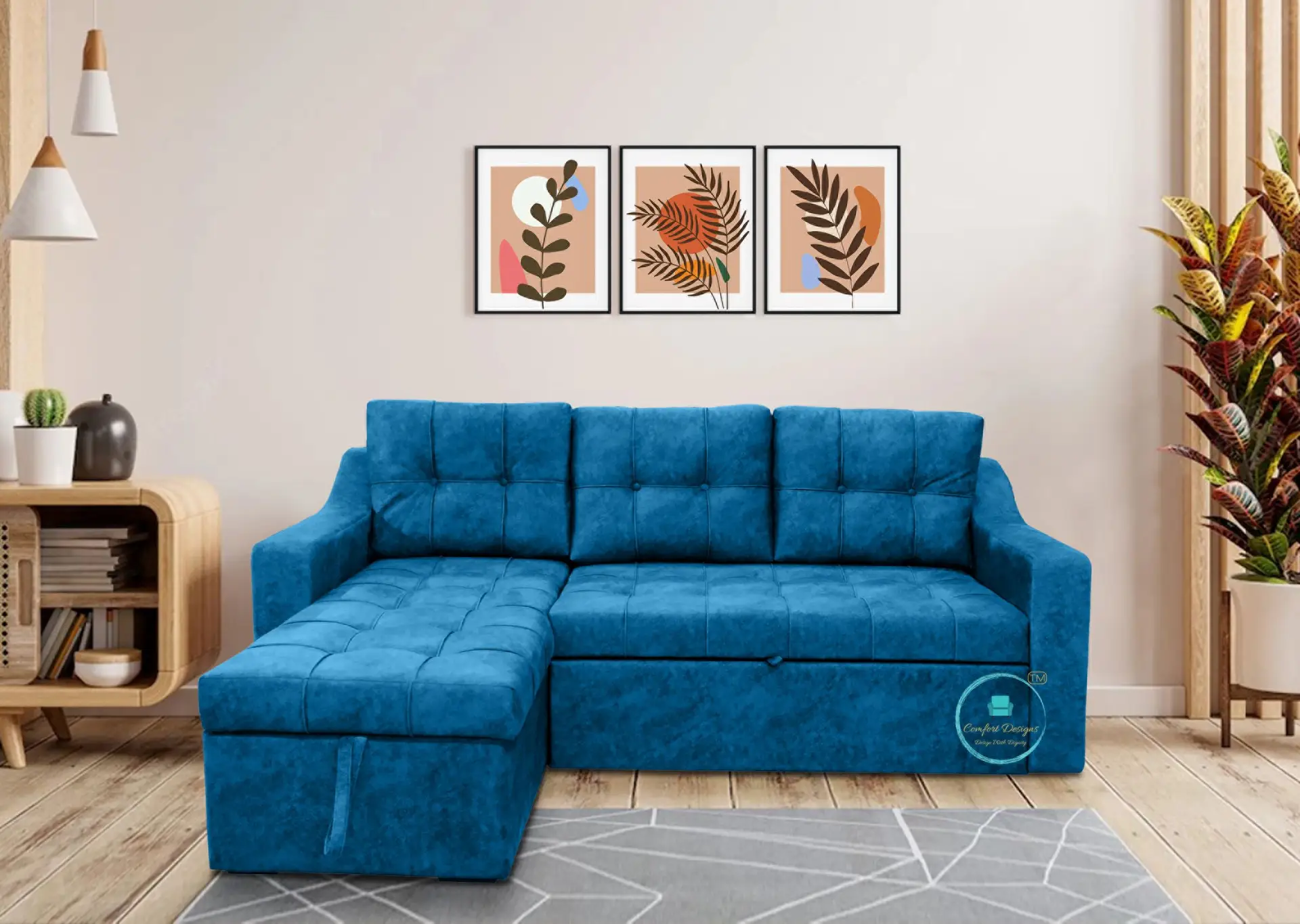 Suzane 3 Seater L Shape Sofa Cumbed