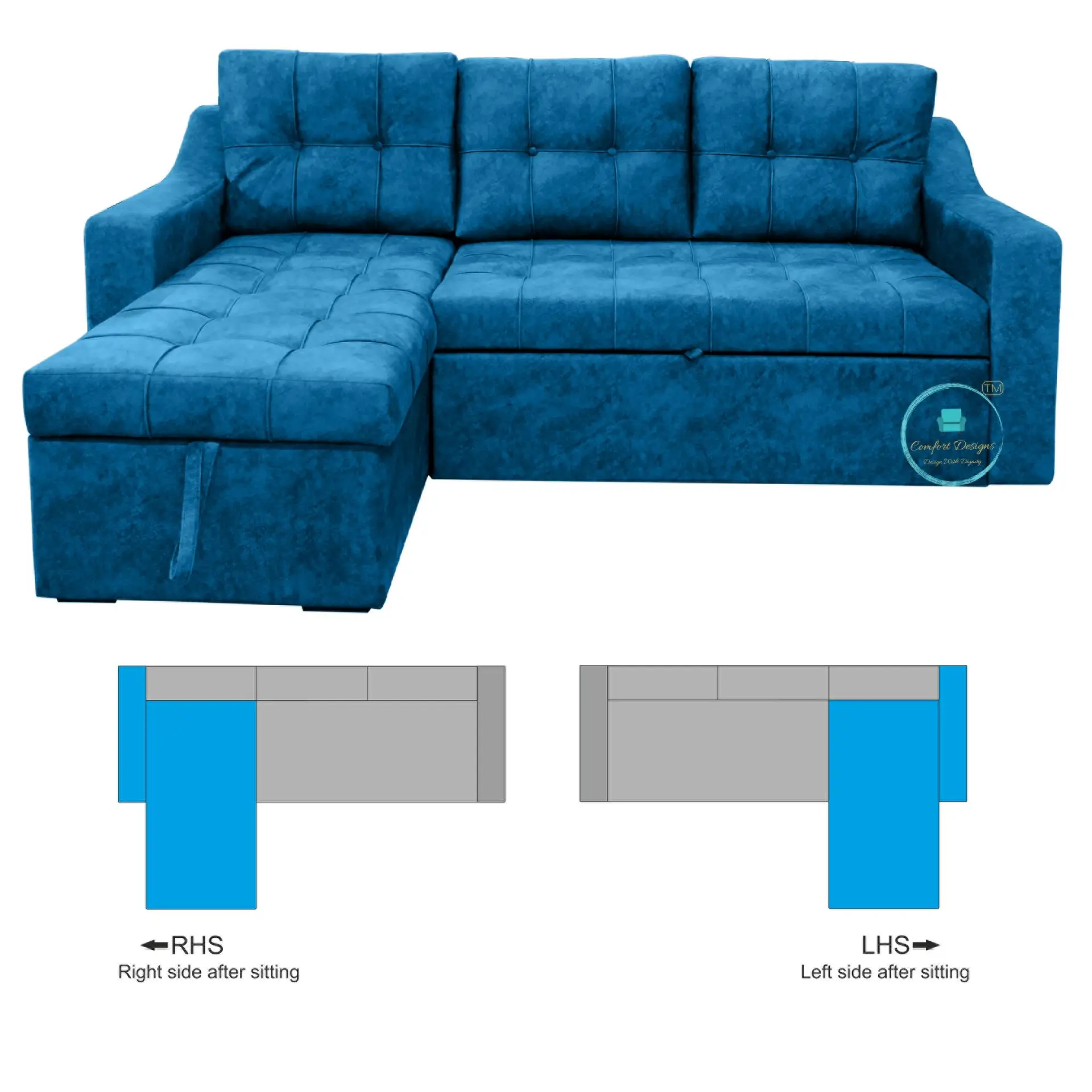 Suzane 3 Seater L Shape Sofa Cumbed - Image 7