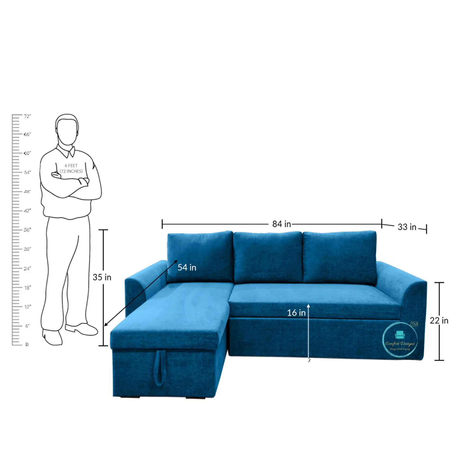 Creta 3 Seater L Shape Sofa Cumbed - Image 6