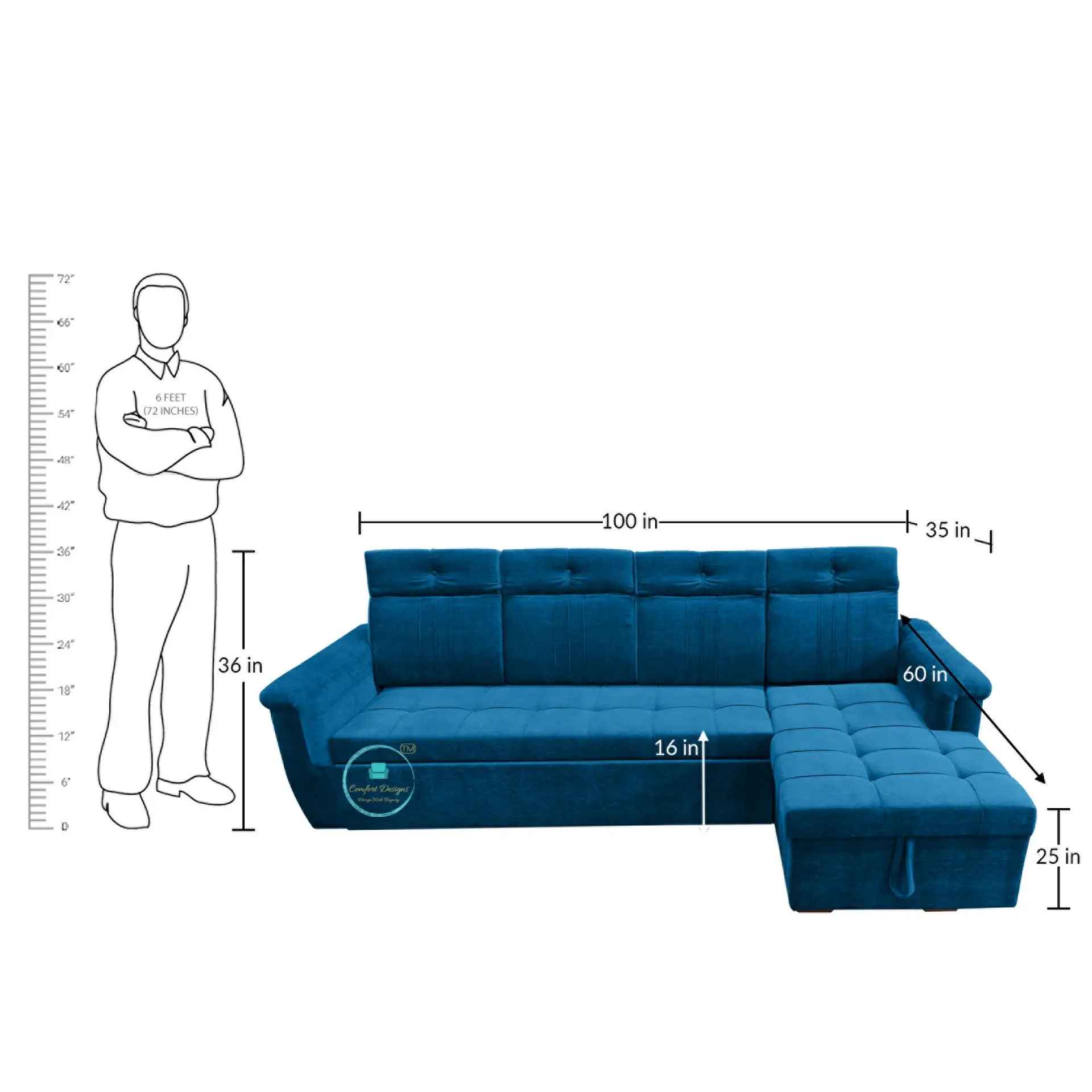 Eagle 4 Seater L Sape Sofa Cumbed - Image 5