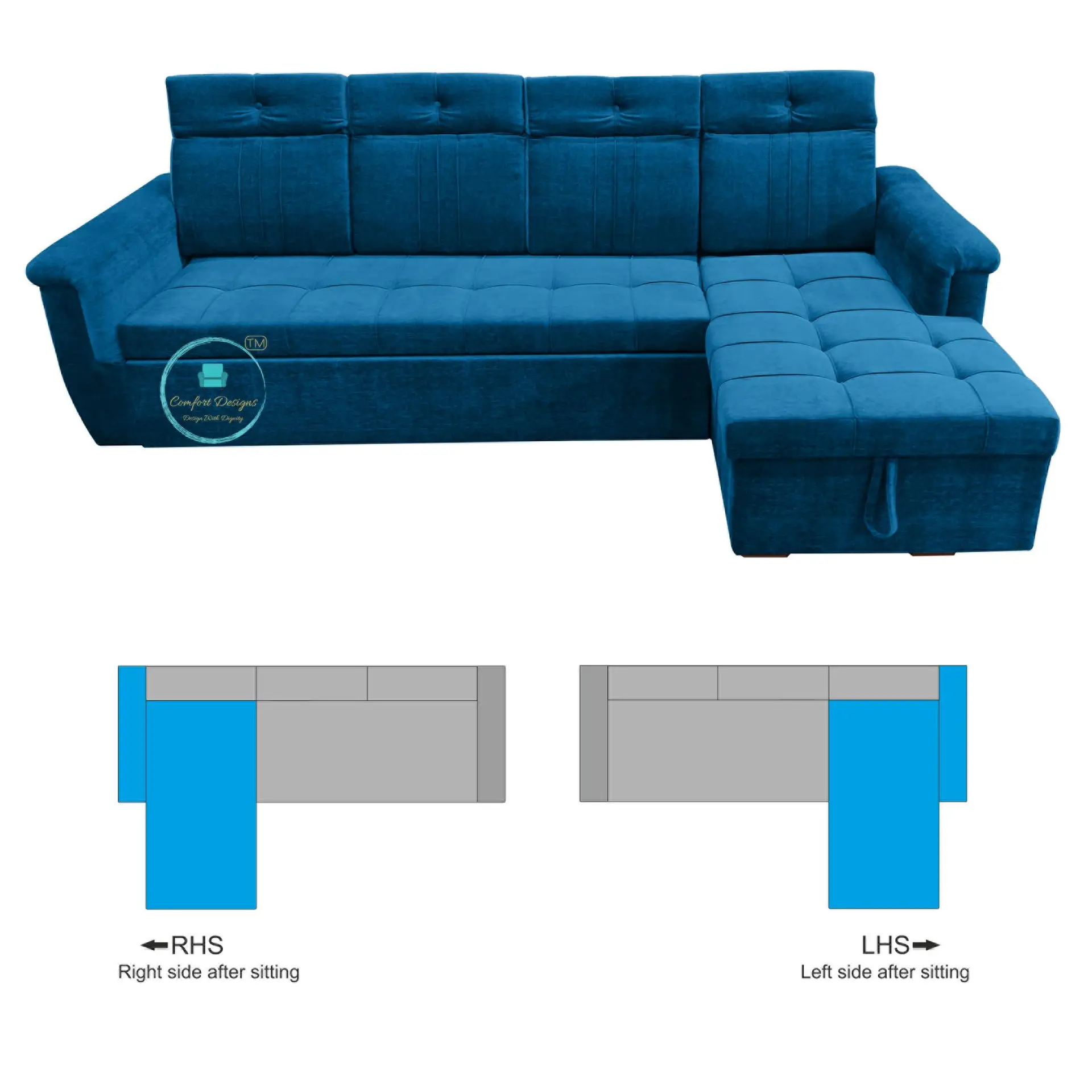 Eagle 4 Seater L Sape Sofa Cumbed - Image 7