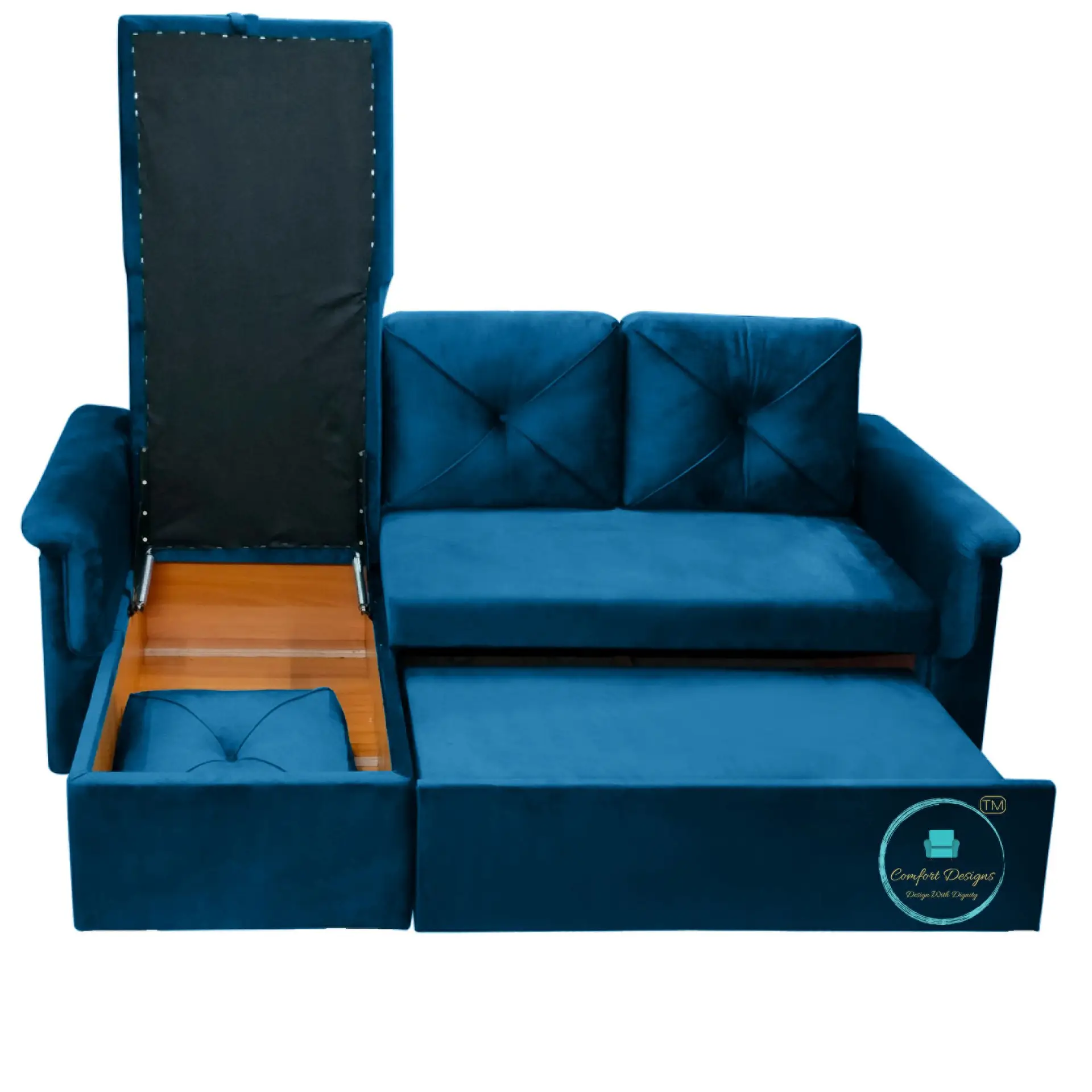 Vintage 3 Seater L Shape Sofa Cumbed - Image 3