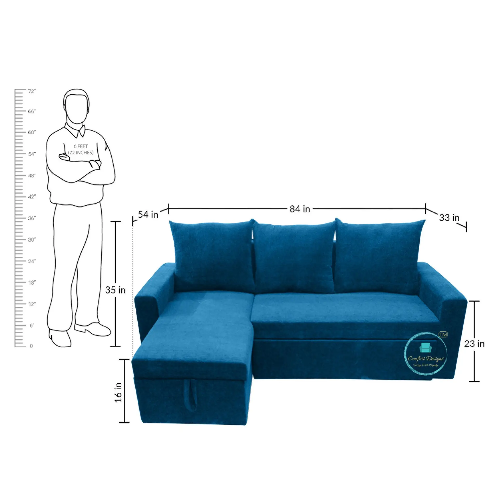 Jazz-01 3 Seater L Shape Sofa Cumbed - Image 6