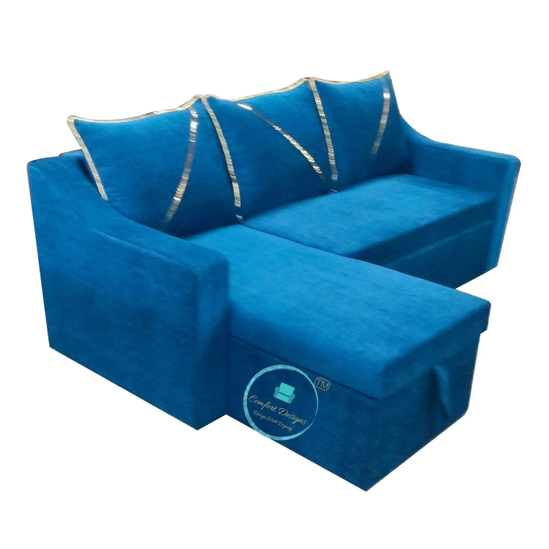 Swedan 3 Seater L Shape Sofa Cumbed